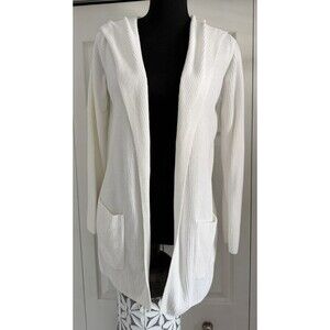 Barefoot Dreams Women's CozyChic Ultra Lite Hooded Ribbed Cardigan Sweater Small